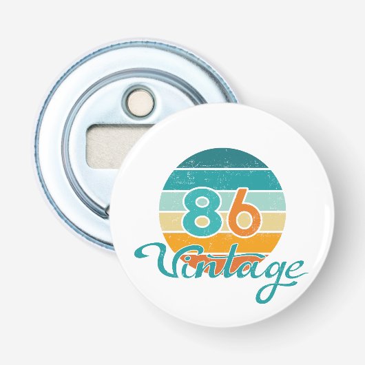 Retro Zonsondergang 86 Vintage Vervuild Button Flesopener (Voorkant)