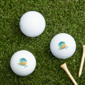 Retro Zonsondergang 86 Vintage Vervuild Golfballen (Insitu Gras)