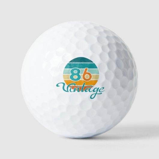 Retro Zonsondergang 86 Vintage Vervuild Golfballen (Voorkant)