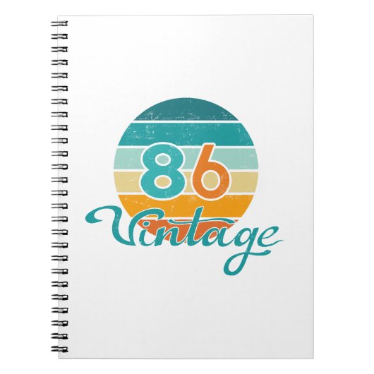 Retro Zonsondergang 86 Vintage Vervuild Notitieboek (Voorkant)