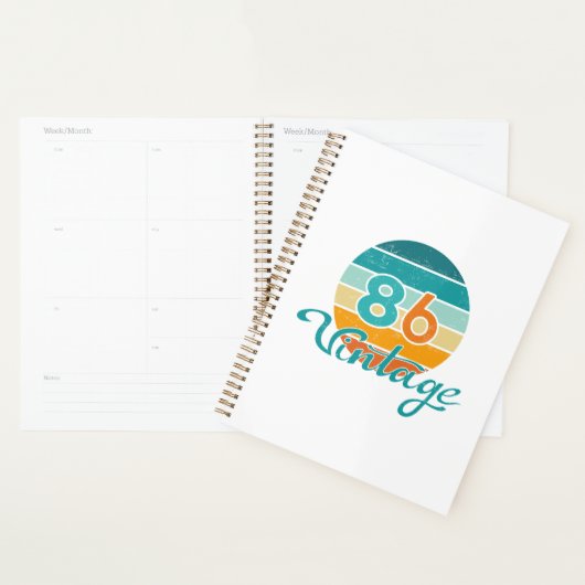 Retro Zonsondergang 86 Vintage Vervuild Planner (Display)