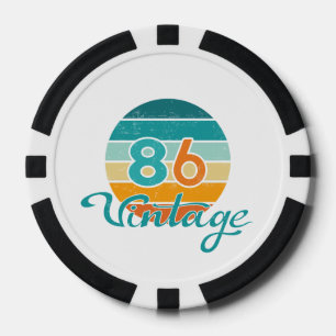 Retro Zonsondergang 86 Vintage Vervuild Poker Chips