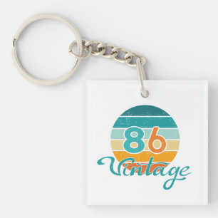 Retro Zonsondergang 86 Vintage Vervuild Sleutelhanger