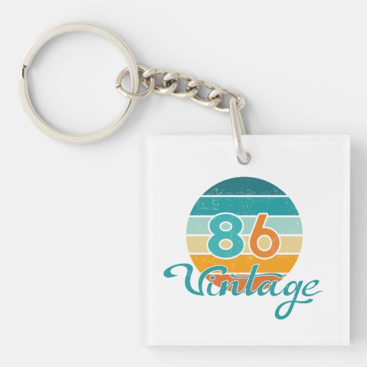 Retro Zonsondergang 86 Vintage Vervuild Sleutelhanger (Voorkant)