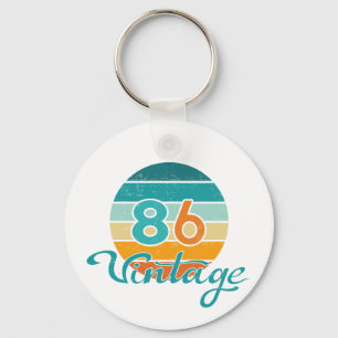 Retro Zonsondergang 86 Vintage Vervuild Sleutelhanger