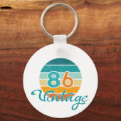 Retro Zonsondergang 86 Vintage Vervuild Sleutelhanger (Achterkant)
