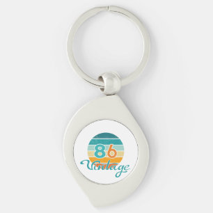Retro Zonsondergang 86 Vintage Vervuild Sleutelhanger