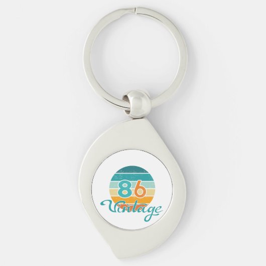 Retro Zonsondergang 86 Vintage Vervuild Sleutelhanger (Voorkant)