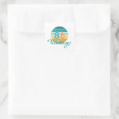 Retro Zonsondergang 86 Vintage Vervuild Vierkante Sticker (Tas)