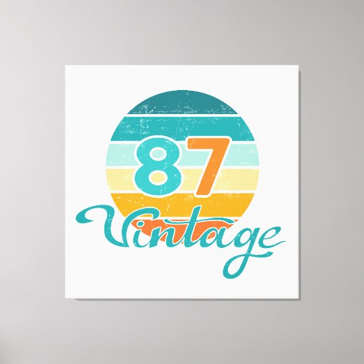 Retro Zonsondergang 87 Vintage Vervuild Canvas Afdruk (Voorkant)