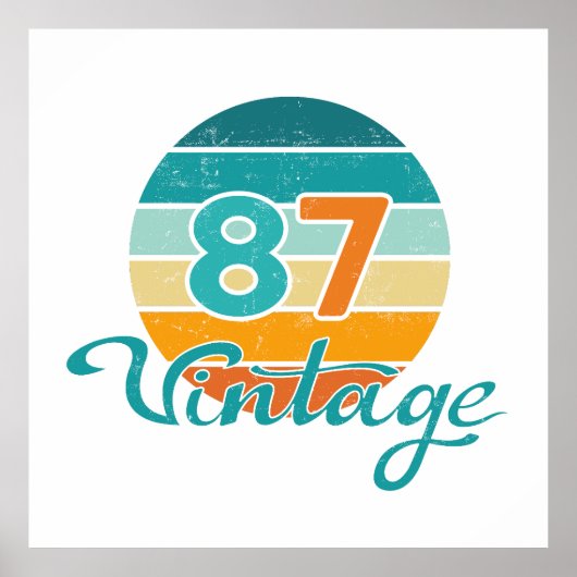 Retro Zonsondergang 87 Vintage Vervuild Poster (Voorkant)