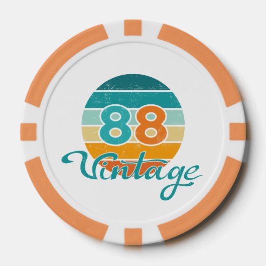 Retro Zonsondergang 88 Vintage Vervuild Poker Chips (Voorkant)