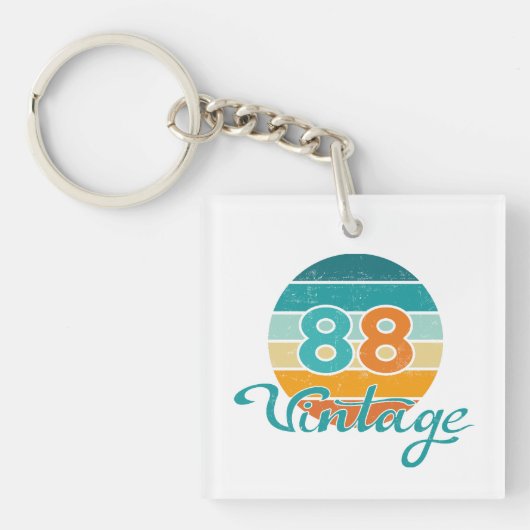 Retro Zonsondergang 88 Vintage Vervuild Sleutelhanger (voorkant)