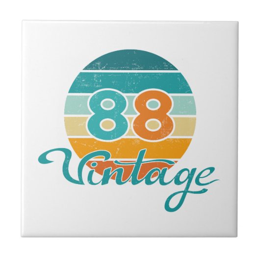 Retro Zonsondergang 88 Vintage Vervuild Tegeltje (Voorkant)