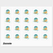 Retro Zonsondergang 88 Vintage Vervuild Vierkante Sticker (Vel)