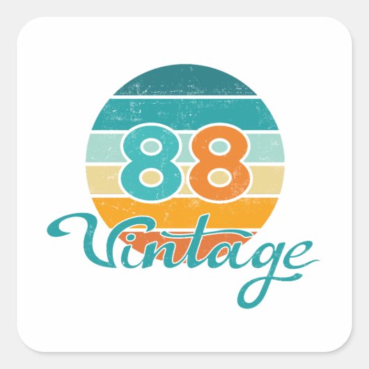 Retro Zonsondergang 88 Vintage Vervuild Vierkante Sticker (Voorkant)