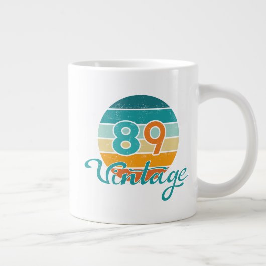 Retro Zonsondergang 89 Vintage Vervuild Grote Koffiekop (Rechts)