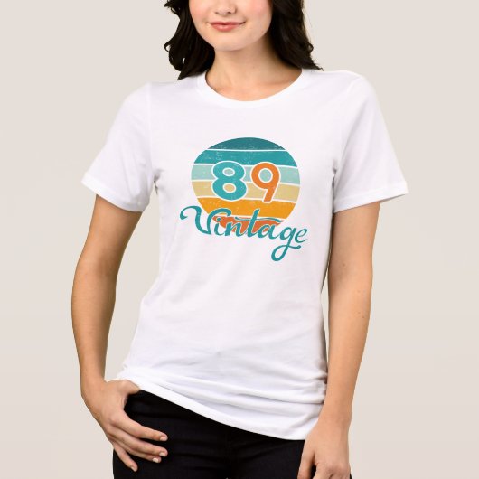 Retro Zonsondergang 89 Vintage Vervuild Tri-Blend Shirt (Voorkant)