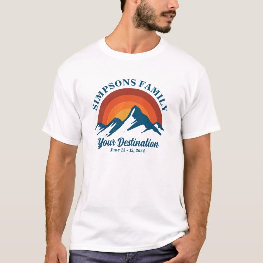 Retro Zonsondergang Aangepaste Familie Vakantie Gr T-shirt (Voorkant)