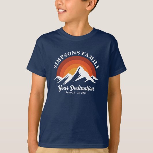 Retro Zonsondergang Aangepaste Familie Vakantie Gr T-shirt (Voorkant)