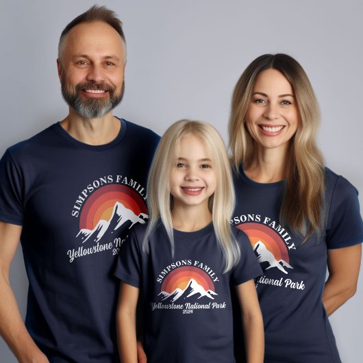 Retro Zonsondergang Aangepaste Familie Vakantie Gr T-shirt