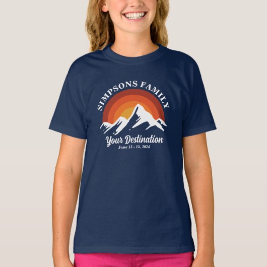 Retro Zonsondergang Aangepaste Familie Vakantie Gr T-shirt (Voorkant)