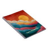Retro Zonsondergang Abstract Notitieboek | Aangepa (Rechterzijde)