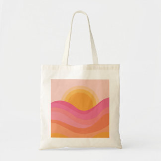Retro Zonsondergang Abstract Tote Bag