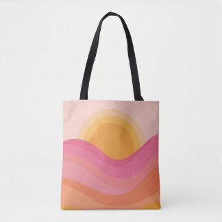 Retro Zonsondergang Abstract Tote Bag