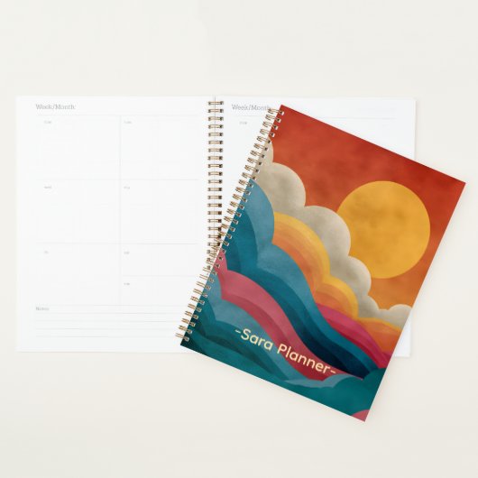 Retro Zonsondergang Abstracte Planner | Aangepaste (Display)