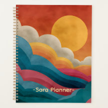 Retro Zonsondergang Abstracte Planner | Aangepaste