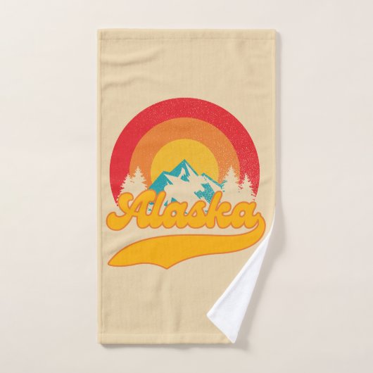 Retro Zonsondergang Alaska Juneau Moose 0Mountains Bad Handdoek (Handdoek)