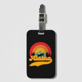 Retro Zonsondergang Alaska Juneau Moose 0Mountains Bagagelabel (Voorkant (verticaal))