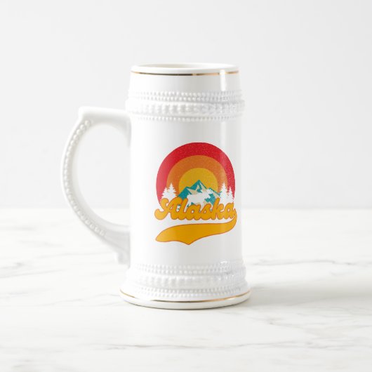 Retro Zonsondergang Alaska Juneau Moose 0Mountains Bierpul (Links)