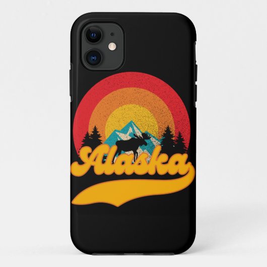 Retro Zonsondergang Alaska Juneau Moose 0Mountains Case-Mate iPhone Case (Achterkant)