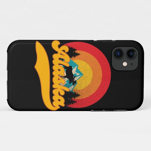 Retro Zonsondergang Alaska Juneau Moose 0Mountains Case-Mate iPhone Case (Achterkant (horizontaal))