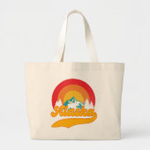Retro Zonsondergang Alaska Juneau Moose 0Mountains Grote Tote Bag (Voorkant)