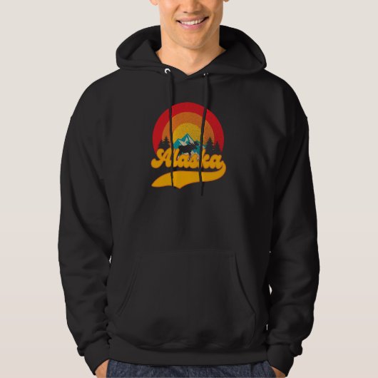 Retro Zonsondergang Alaska Juneau Moose 0Mountains Hoodie (Voorkant)