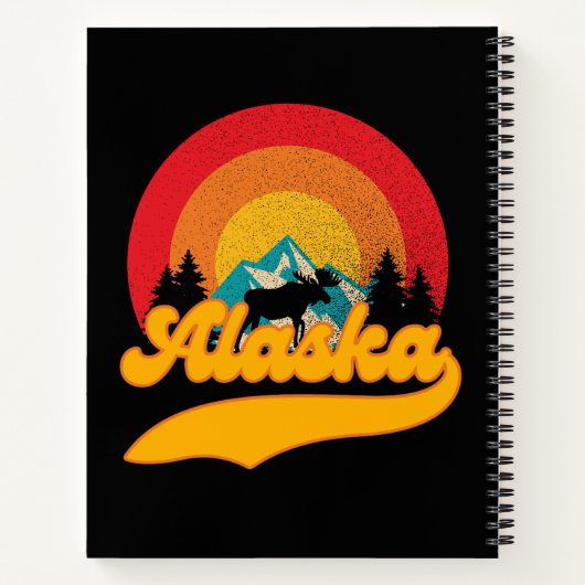 Retro Zonsondergang Alaska Juneau Moose 0Mountains Notitieboek (Achterkant)