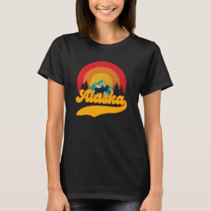 Retro Zonsondergang Alaska Juneau Moose 0Mountains T-shirt