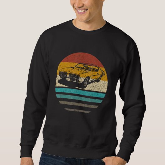 Retro Zonsondergang Auto Graphic - Mannen Vrouwen Trui (Voorkant)