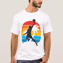 Retro Zonsondergang Basketbal Dunk Hoop Sport