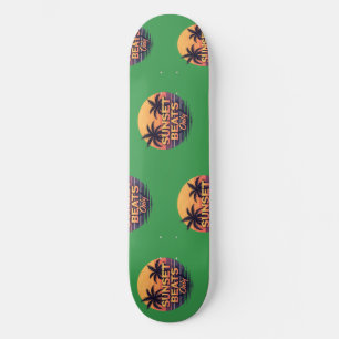 Retro Zonsondergang Beats Alleen Palmbomen Vintage Persoonlijk Skateboard