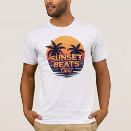 Retro Zonsondergang Beats Alleen Palmbomen Vintage T-shirt