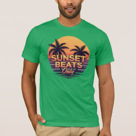 Retro Zonsondergang Beats Alleen Palmbomen Vintage T-shirt