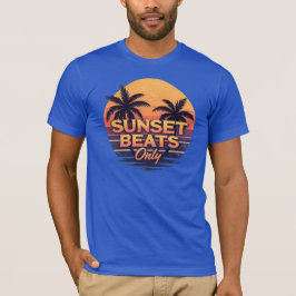 Retro Zonsondergang Beats Alleen Palmbomen Vintage T-shirt