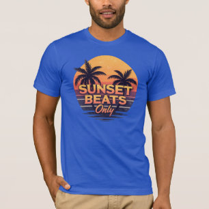 Retro Zonsondergang Beats Alleen Palmbomen Vintage T-shirt