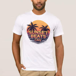 Retro Zonsondergang Beats Alleen Palmboom Vintage T-shirt