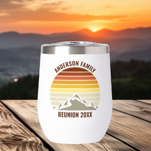 Retro Zonsondergang Berg Familiebijeenkomst Aanden
