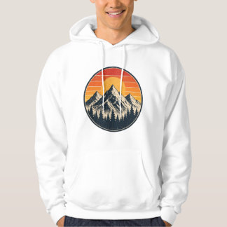 Retro Zonsondergang Berg  Hoodie